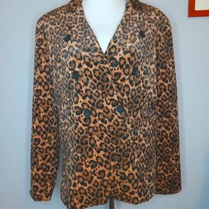 Gibson Velvet Leopard Double Breasted Jacket